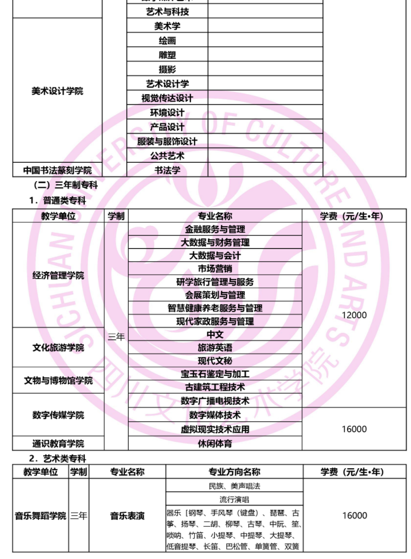 四川文化艺术学院2023（省外）招生简章